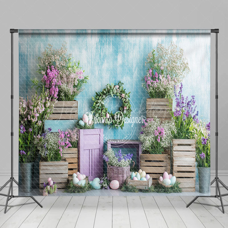 Lofaris Boho Wood Style Cabine Easter Photo Room Set Backdrop