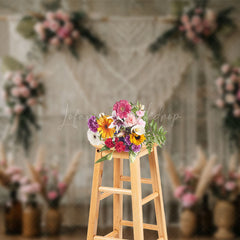 Lofaris Boho Woven Valance Floral Wedding Photo Backdrop
