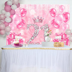 Lofaris Bokeh Balloon Gifts Crown 21st Birthday Backdrop