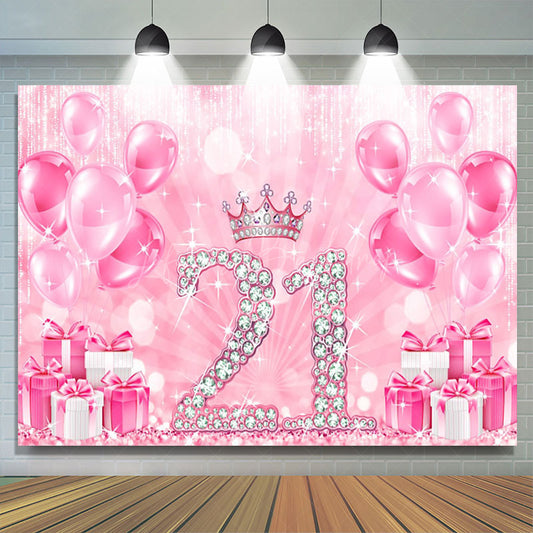Lofaris Bokeh Balloon Gifts Crown 21st Birthday Backdrop
