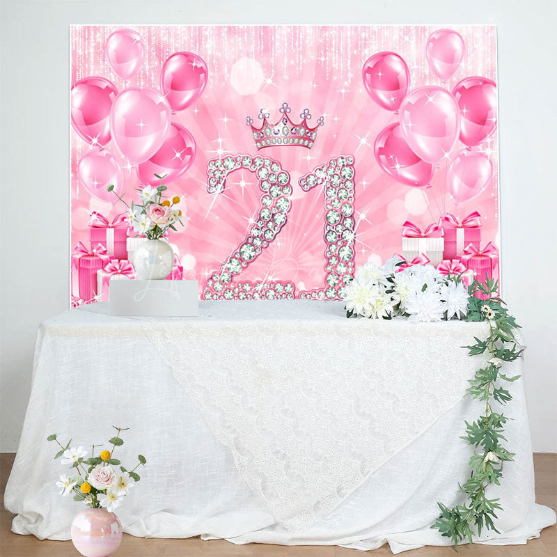 Lofaris Bokeh Balloon Gifts Crown 21st Birthday Backdrop