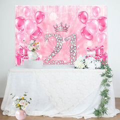 Lofaris Bokeh Balloon Gifts Crown 21st Birthday Backdrop