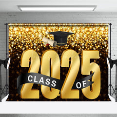 Lofaris Bokeh Black Gold Glitter Bachelor Cap Grad Backdrop