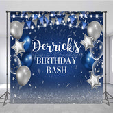 Lofaris Bokeh Blue Flag Balloons Custom Birthday Backdrop