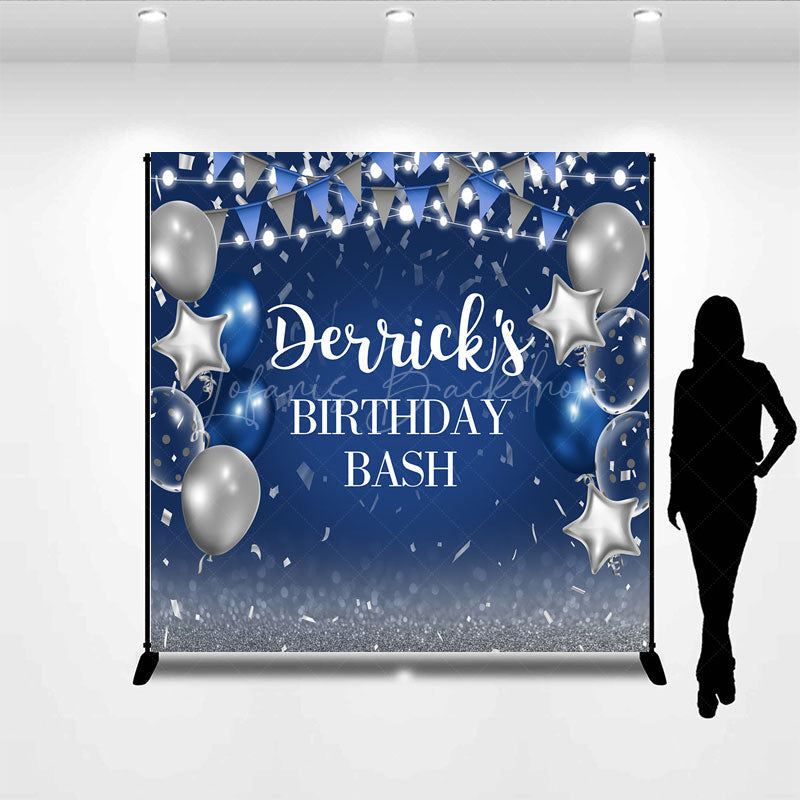 Lofaris Bokeh Blue Flag Balloons Custom Birthday Backdrop