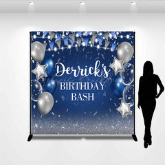 Lofaris Bokeh Blue Flag Balloons Custom Birthday Backdrop