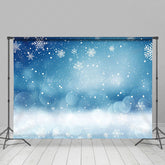 Lofaris Bokeh Blue White Winter Snowflake Christmas Backdrop