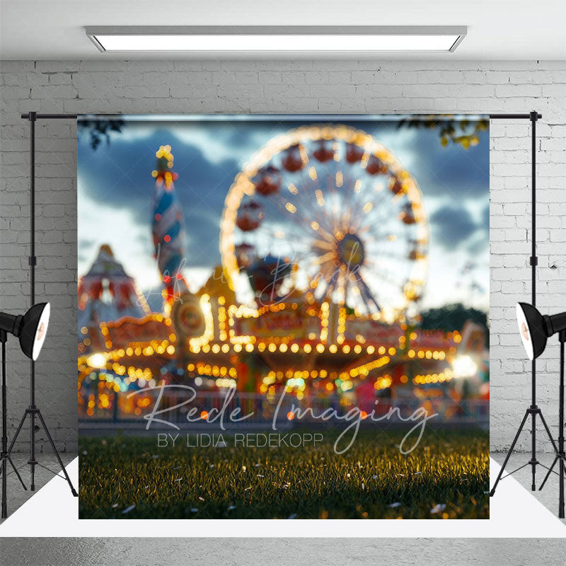 Lofaris Bokeh Carnival Light Amusement Park Photo Backdrop