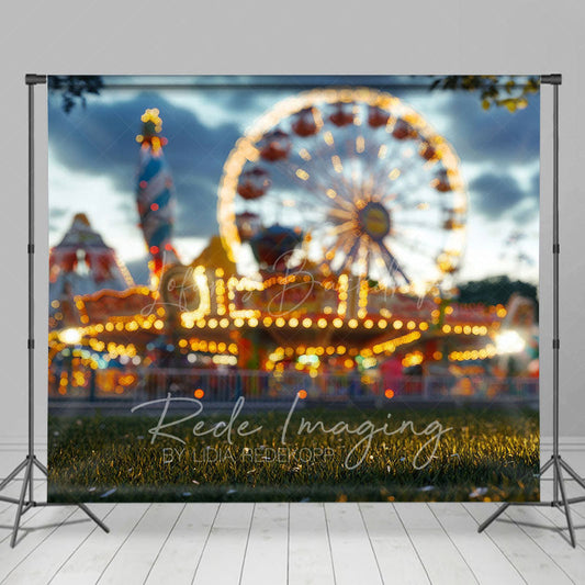 Lofaris Bokeh Carnival Light Amusement Park Photo Backdrop