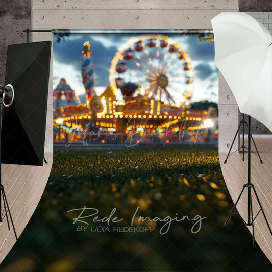 Lofaris Bokeh Carnival Light Amusement Park Sweep Backdrop