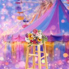 Lofaris Bokeh Colorful Amusement Park Cake Smash Backdrop