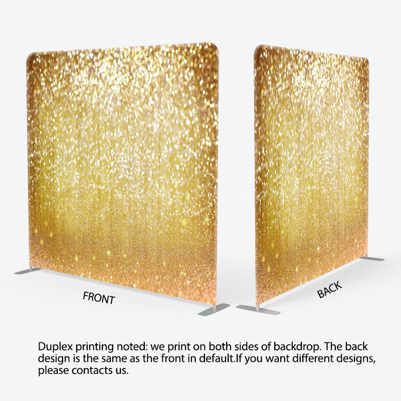 Lofaris Bokeh Gold Glitter Party Square Tension Backdrop