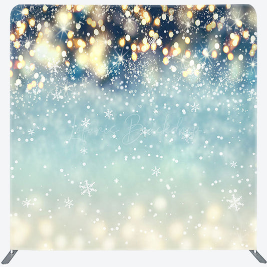 Lofaris Bokeh Green Gold Lighted Snowy Pillow Case Backdrop
