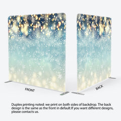 Lofaris Bokeh Green Gold Lighted Snowy Pillow Case Backdrop