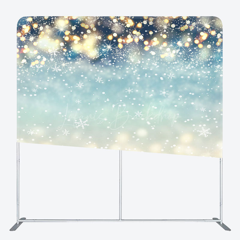 Lofaris Bokeh Green Gold Lighted Snowy Pillow Case Backdrop