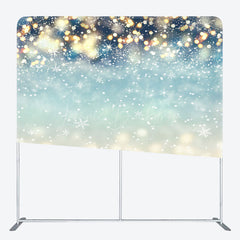 Lofaris Bokeh Green Gold Lighted Snowy Pillow Case Backdrop