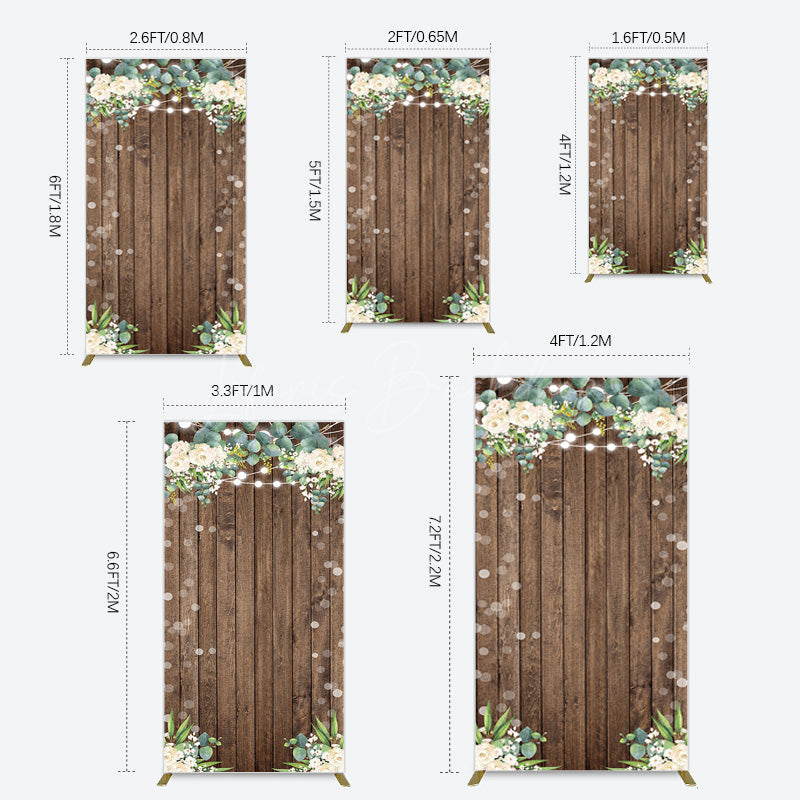 Lofaris Bokeh Greenery Light Floral Wood Grain Rectangle Backdrop