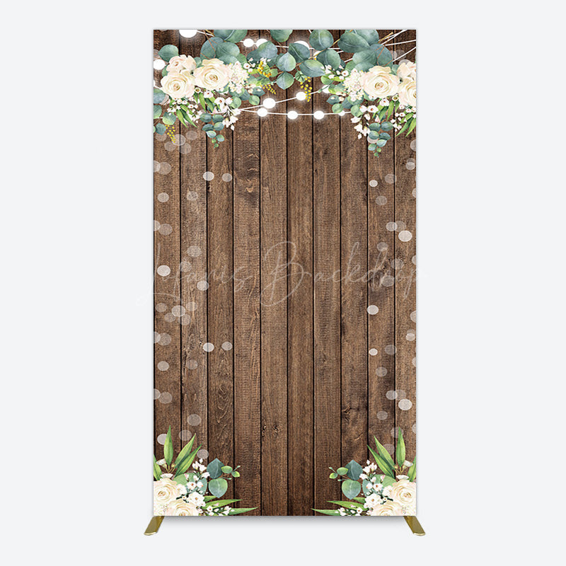 Lofaris Bokeh Greenery Light Floral Wood Grain Rectangle Backdrop