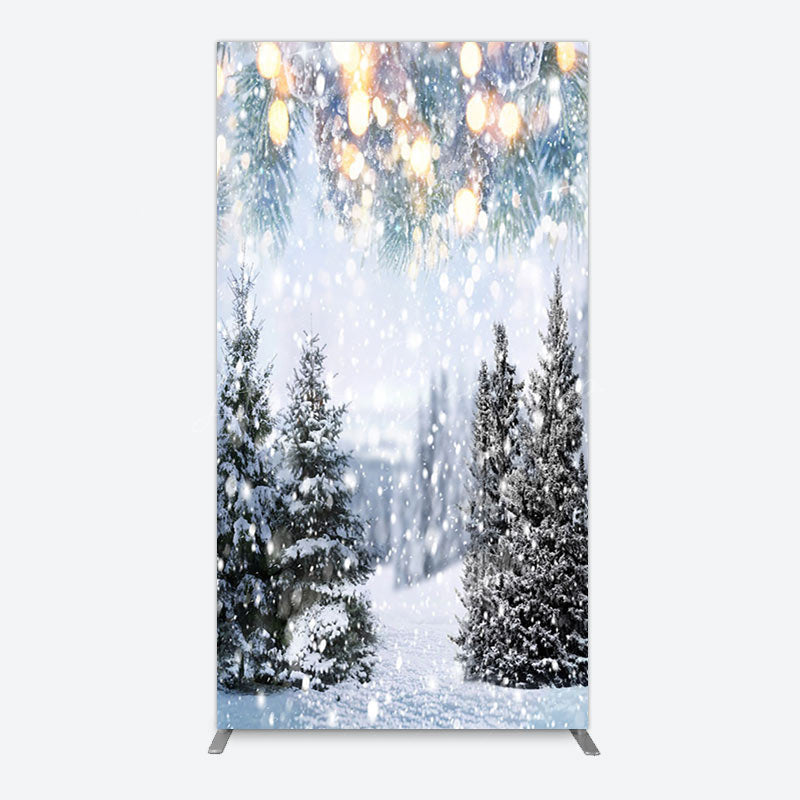 Lofaris Bokeh Light Snowy Pine Trees Christmas Arch Backdrop