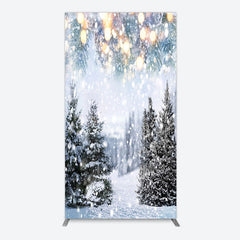 Lofaris Bokeh Light Snowy Pine Trees Christmas Arch Backdrop