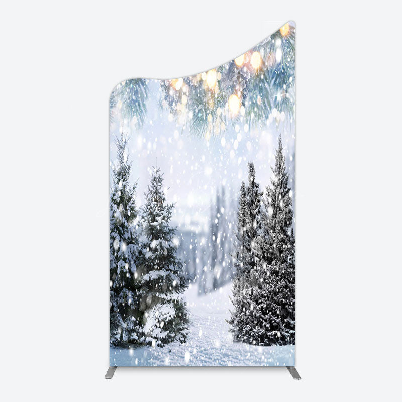 Lofaris Bokeh Light Snowy Pine Trees Christmas Arch Backdrop