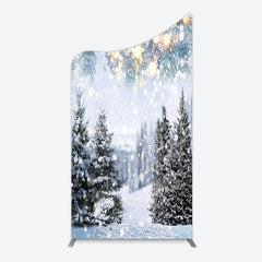 Lofaris Bokeh Light Snowy Pine Trees Christmas Arch Backdrop