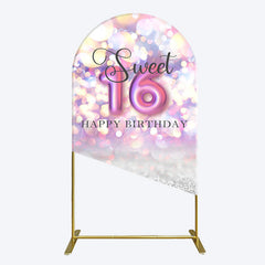 Lofaris Bokeh Light Sweet 16 Happy Birthday Arch Backdrop