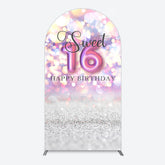 Lofaris Bokeh Light Sweet 16 Happy Birthday Arch Backdrop