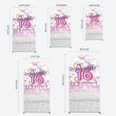 Lofaris Bokeh Light Sweet 16 Happy Birthday Arch Backdrop