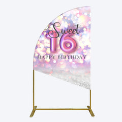 Lofaris Bokeh Light Sweet 16 Happy Birthday Half Moon Arch Backdrop