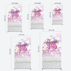 Lofaris Bokeh Light Sweet 16 Happy Birthday Half Moon Arch Backdrop