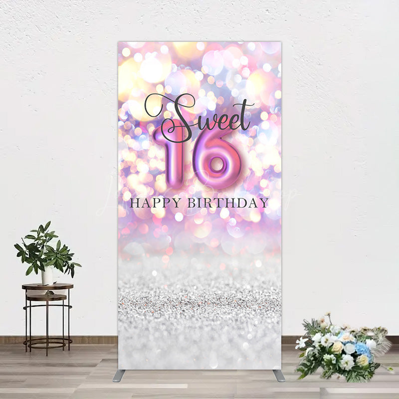 Lofaris Bokeh Light Sweet 16 Happy Birthday Rectangle Backdrop