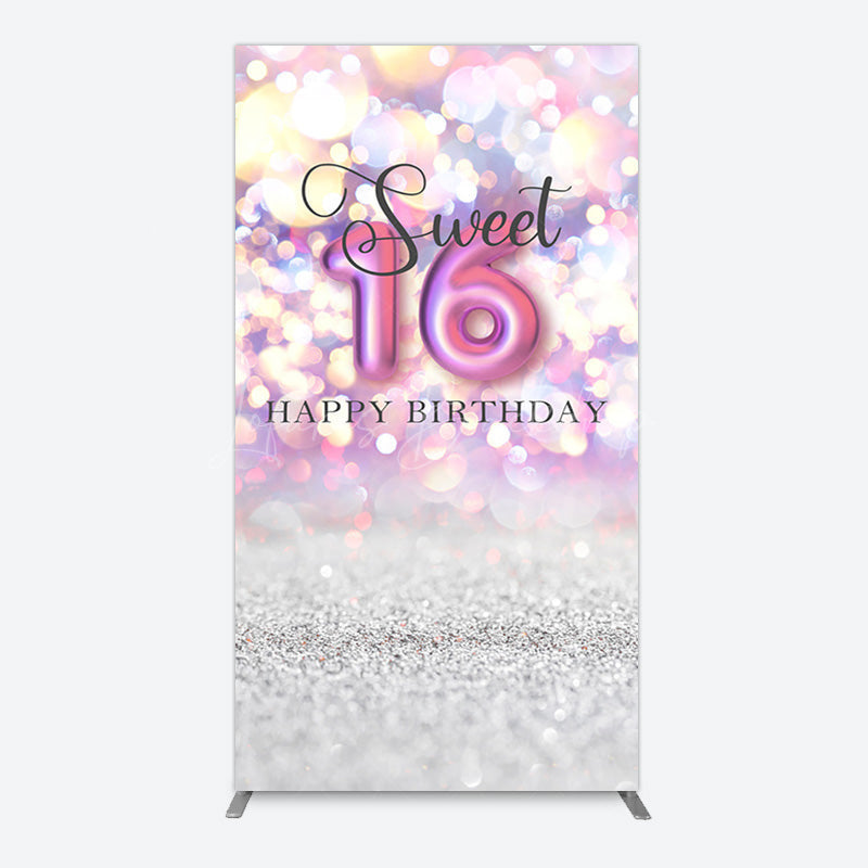 Lofaris Bokeh Light Sweet 16 Happy Birthday Rectangle Backdrop