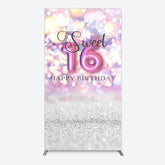 Lofaris Bokeh Light Sweet 16 Happy Birthday Rectangle Backdrop