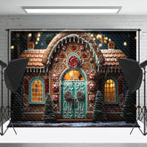 Lofaris Bokeh Lights Gingerbread House Christmas Backdrop