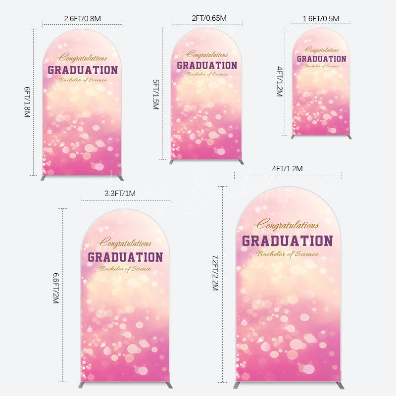 Lofaris Bokeh Pink Bachelor Of Science Grad Arch Backdrop