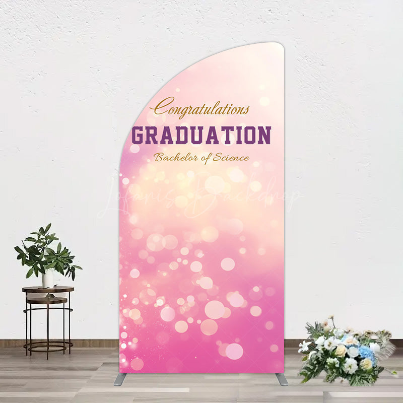 Lofaris Bokeh Pink Bachelor Of Science Grad Half Moon Arch Backdrop