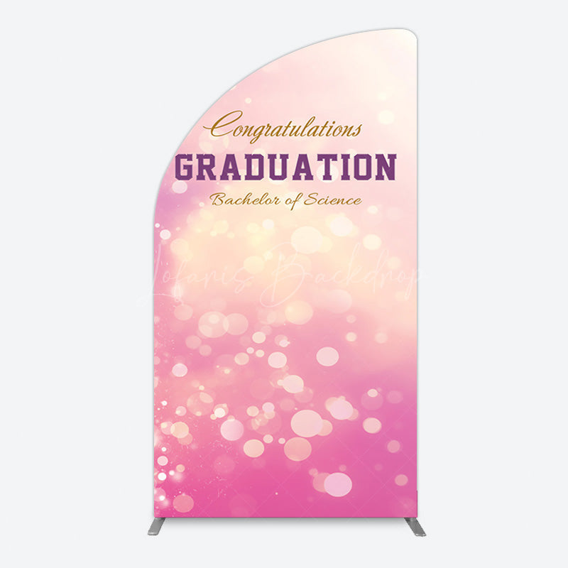 Lofaris Bokeh Pink Bachelor Of Science Grad Half Moon Arch Backdrop