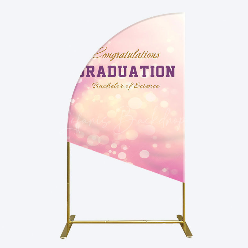 Lofaris Bokeh Pink Bachelor Of Science Grad Half Moon Arch Backdrop
