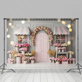 Lofaris Bokeh Pink Grey Flower Shop Photography Backdrop