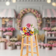 Lofaris Bokeh Pink Grey Flower Shop Photography Backdrop