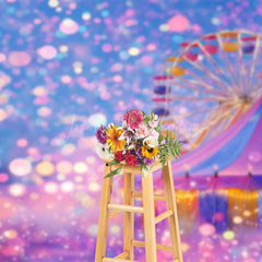 Lofaris Bokeh Rainbow Circus Tent Ferris Wheel Photo Backdrop