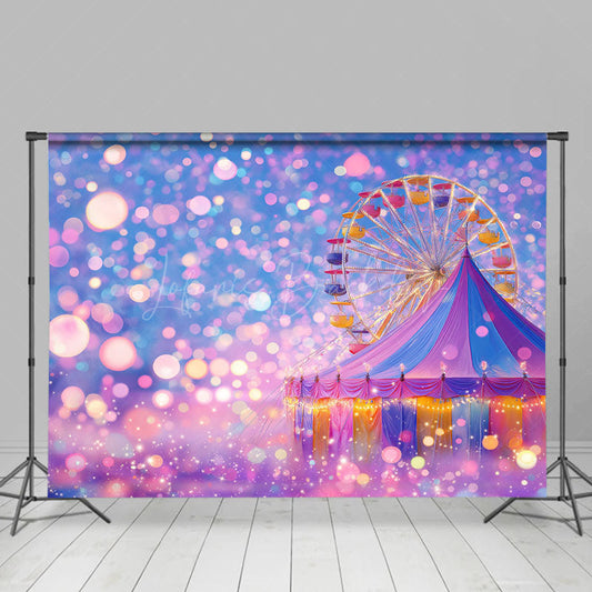 Lofaris Bokeh Rainbow Circus Tent Ferris Wheel Photo Backdrop