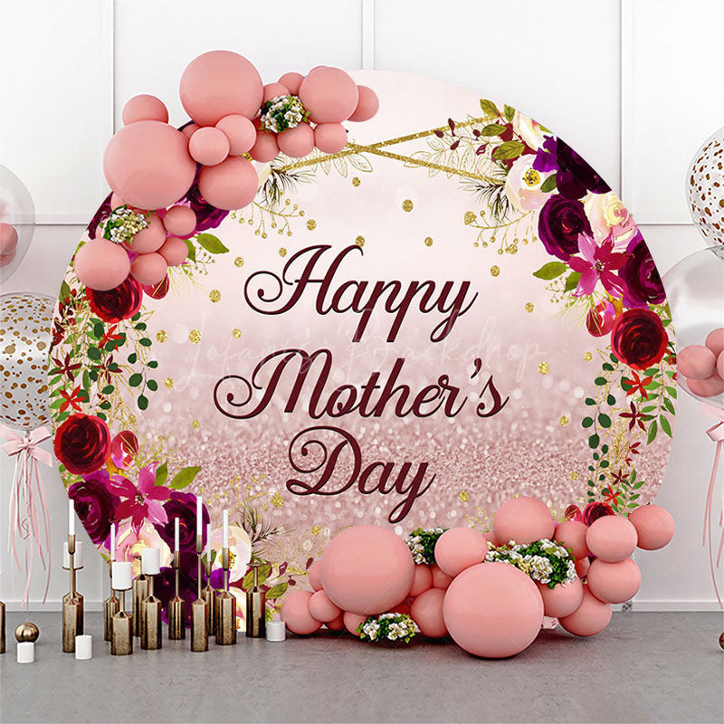 Lofaris Bokeh Rose Gold Floral Round Mothers Day Backdrop