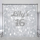 Lofaris Bokeh Silver Custom Name Sweet 16 Birthday Backdrop