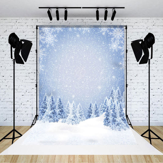 Lofaris Bokeh Silver Snowflake Cedar Winter Sweep Backdrop
