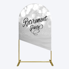 Lofaris Bokeh Silver Sparkle Retirement Party Arch Backdrop