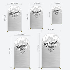 Lofaris Bokeh Silver Sparkle Retirement Party Arch Backdrop