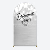 Lofaris Bokeh Silver Sparkle Retirement Party Arch Backdrop