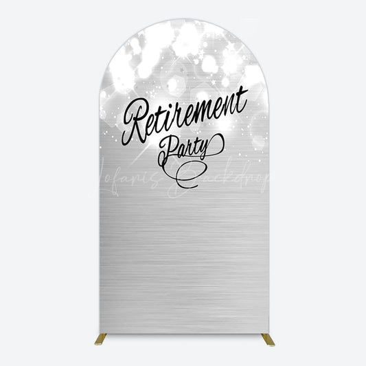 Lofaris Bokeh Silver Sparkle Retirement Party Arch Backdrop